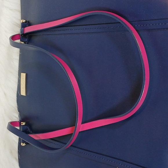 Kate Spade Arbour Hill Elodie Navy Blue Tote with Pink/Fuchsia  Interior - Picture 9 of 9